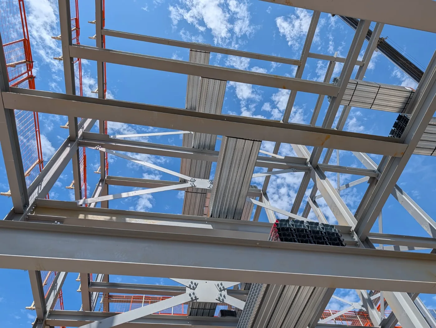 Structural steel frame on a construction site in the North West